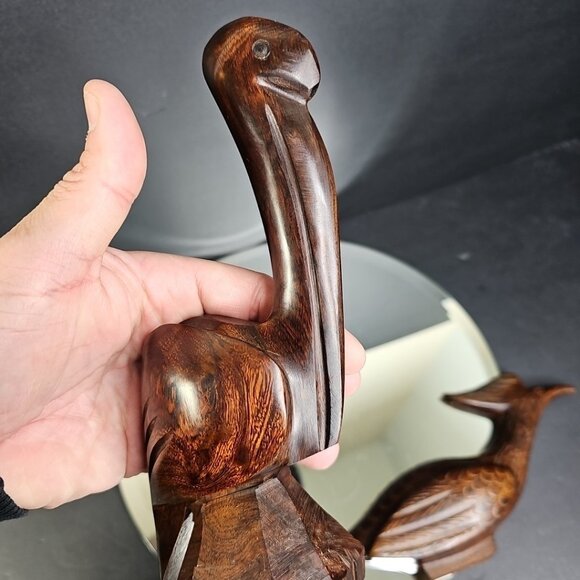 Roadrunner And Pelican Ironwood Wood Carvings. Roadrunner Mounts On Wall - Picture 15 of 15